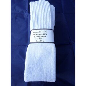 3 Pairs Pocono  24" Extra Long White Tube Sock Large Relax Fit USA Mens 6-15